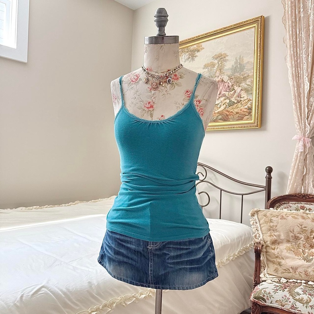 Blue cami top  Y2K teal cami top fits size small